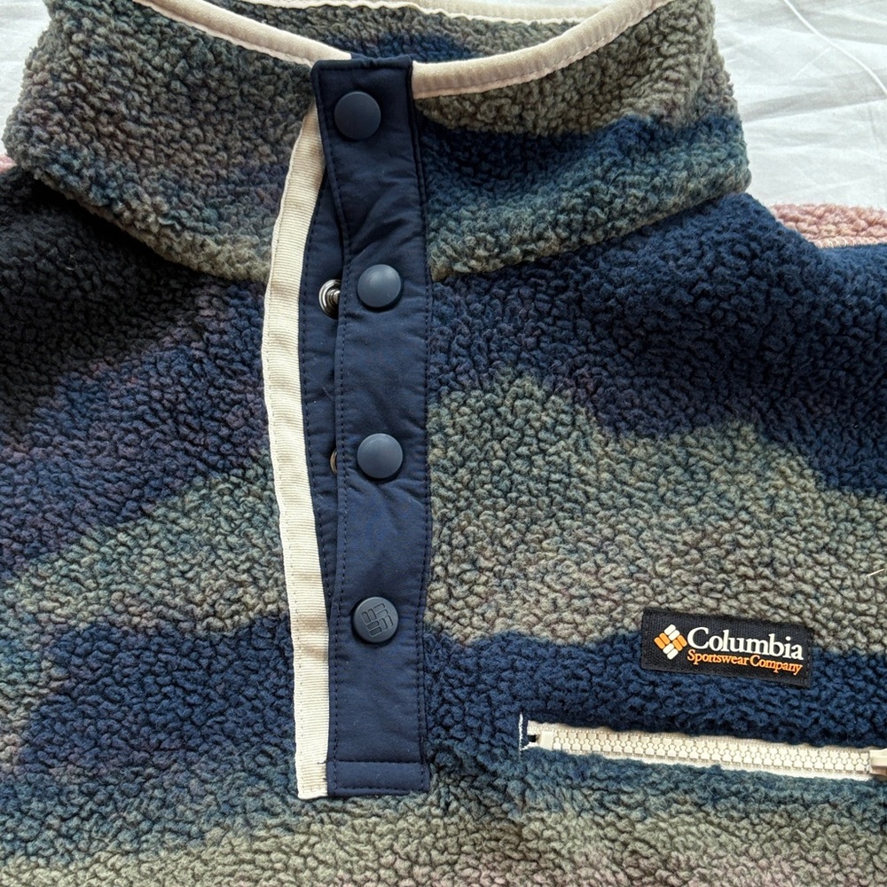 Columbia Helvetia II Women’s Small Printed Cropped Quarter Snap Sherpa Fleece - Picture 10 of 10